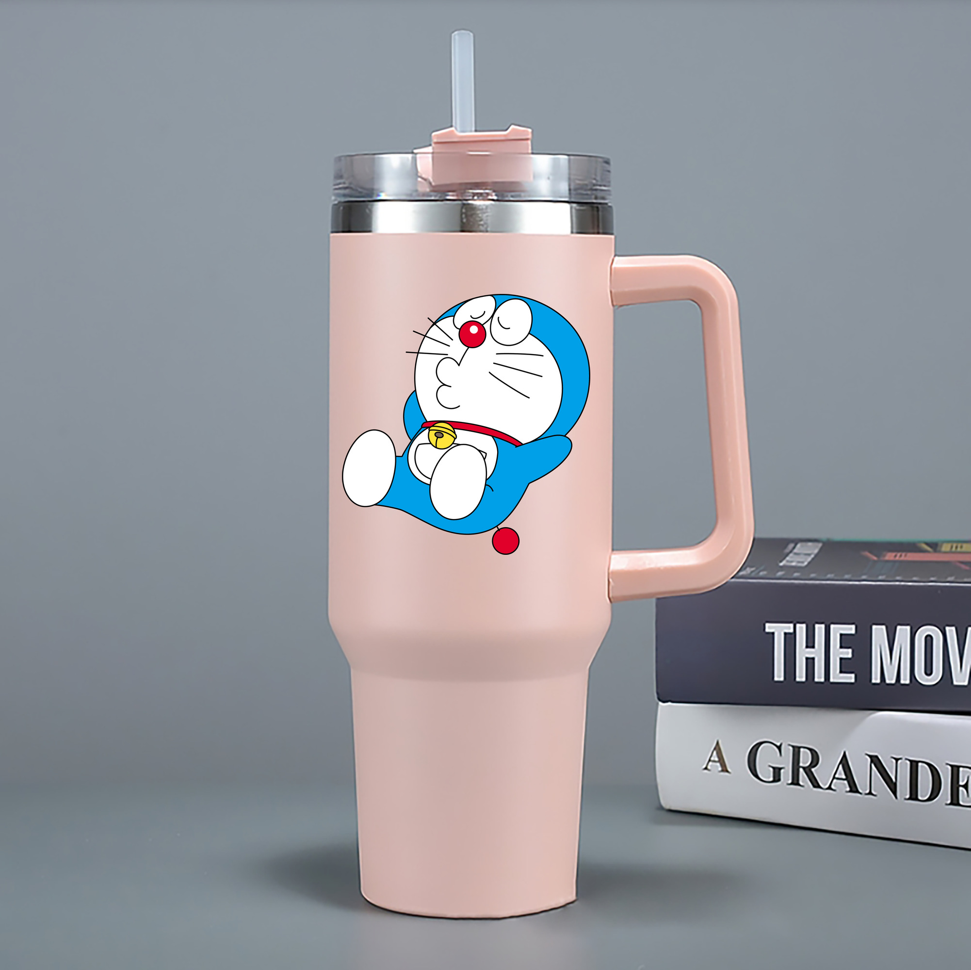 （画像用） ドラえもん Doraemon 1200mL車用タンブラー - クリスタルステッカー（プラスチックストロー付き）
